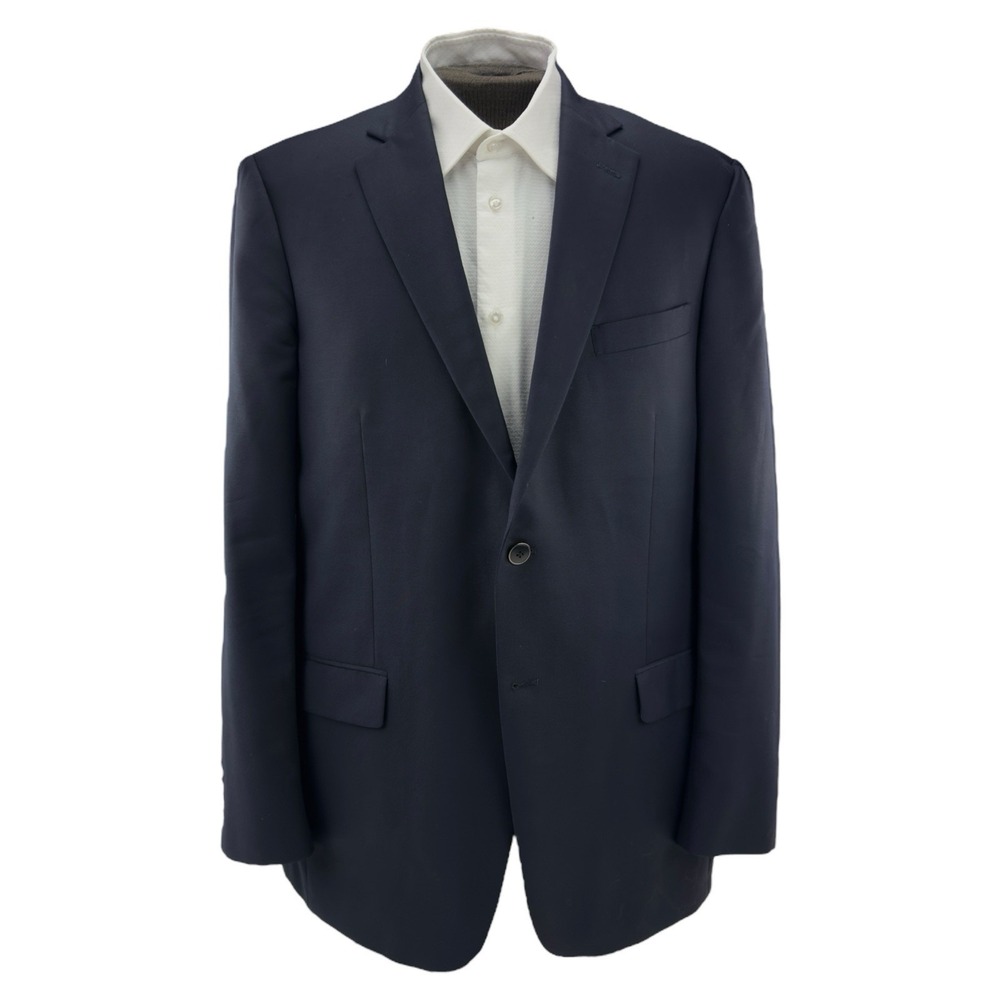 Hart Schaffner Marx Blue Wool Blazer 2 Button Double Vent Men's 44L Made in USA